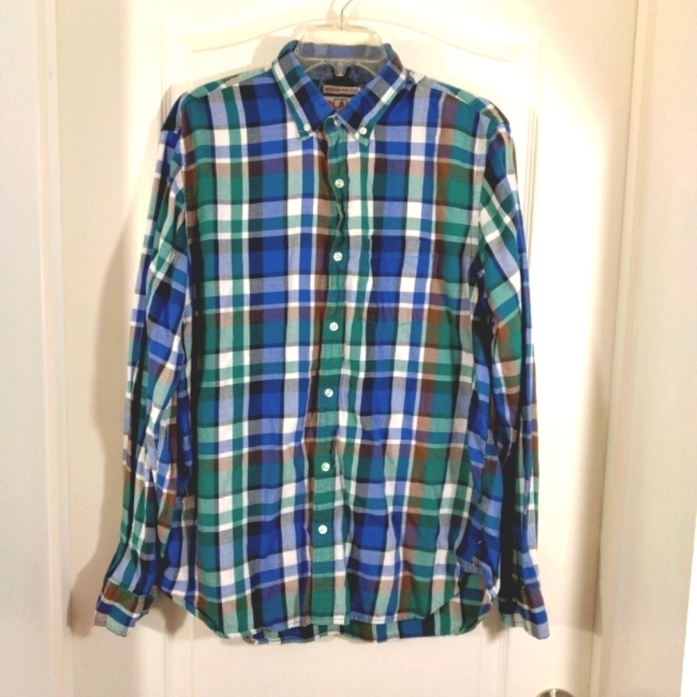 Old Navy Plaid Button Down Shirt Mens Large Regular Fit